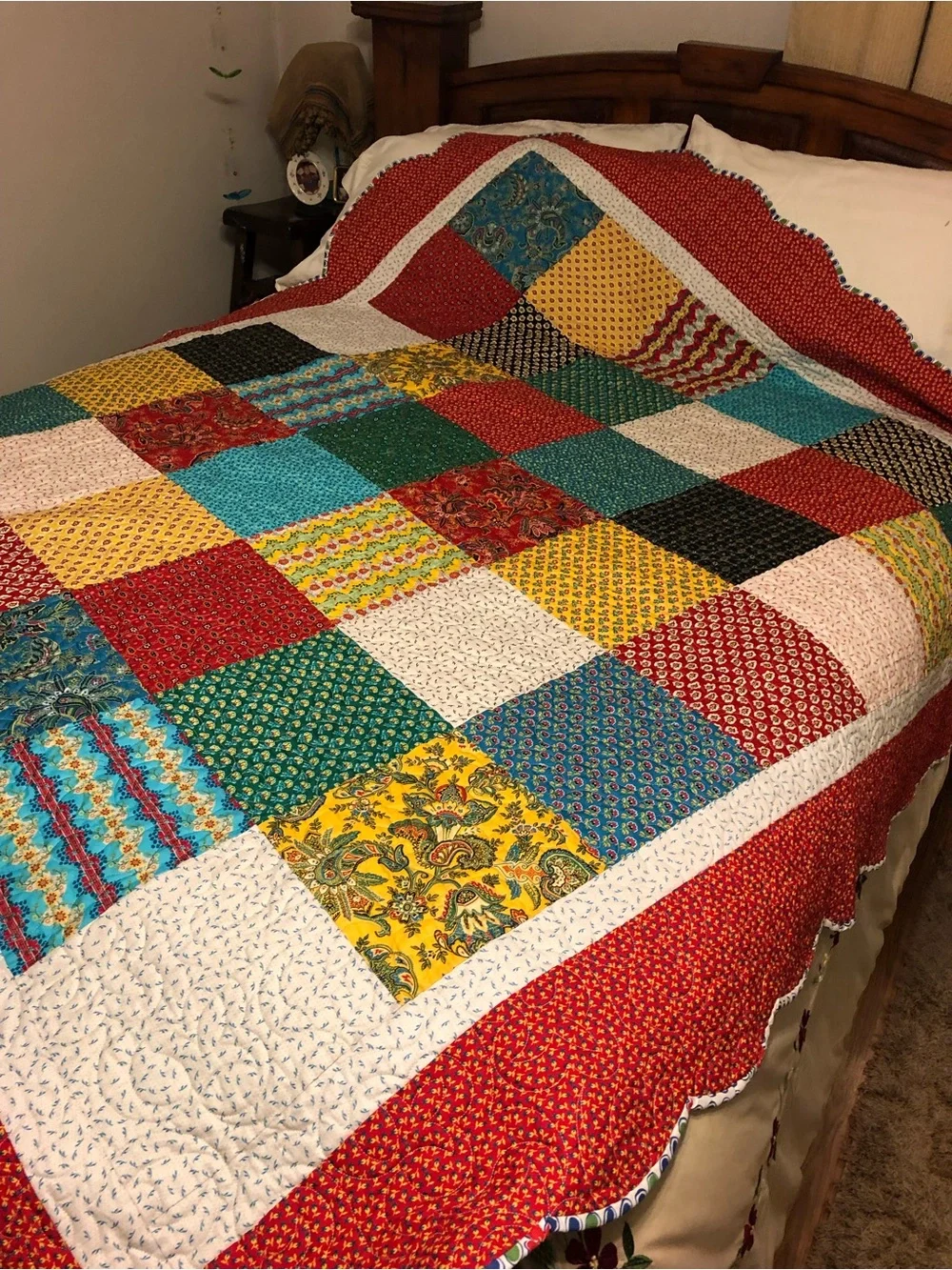 HAND PIECED  - ONE OF A KIND  Multicolor Patchwork Quilt